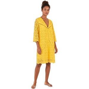 FARM Rio Yellow Eyelet Mini Dress